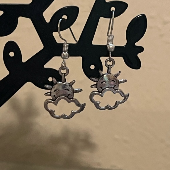 Hand Crafted Jewelry - Silver sun and cloud earrings